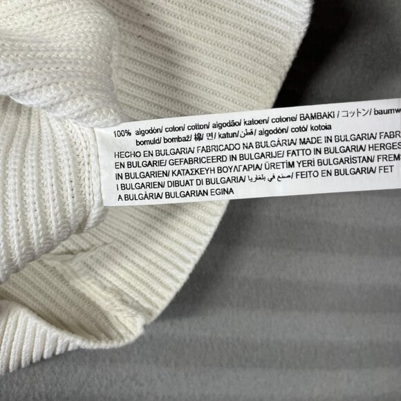 Zara Sweater Mens Medium White Ribbed Quarter Zip Pullover Cotton Knit Bulgaria - Picture 5 of 12